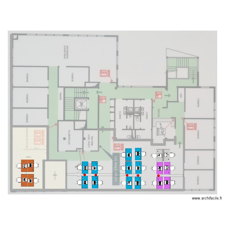 3eme_etage_12+6. Plan de 2 pièces et 43 m2