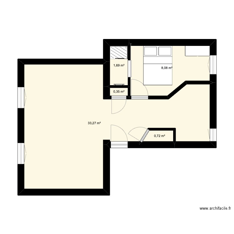 Plan. Plan de 5 pièces et 44 m2