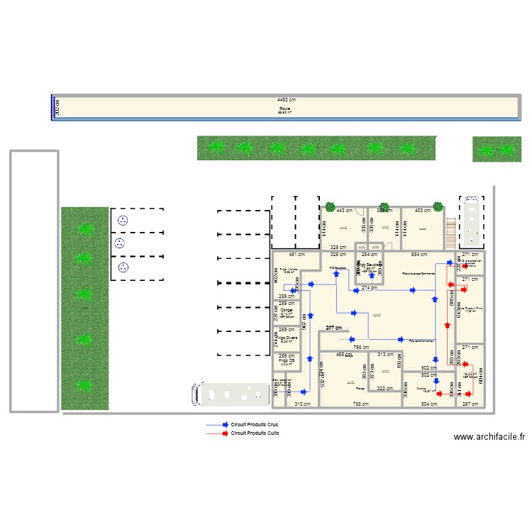 Plan Batiment 15X20 Circuits Alimentaire Crus et Cuits. Plan de 19 pièces et 430 m2