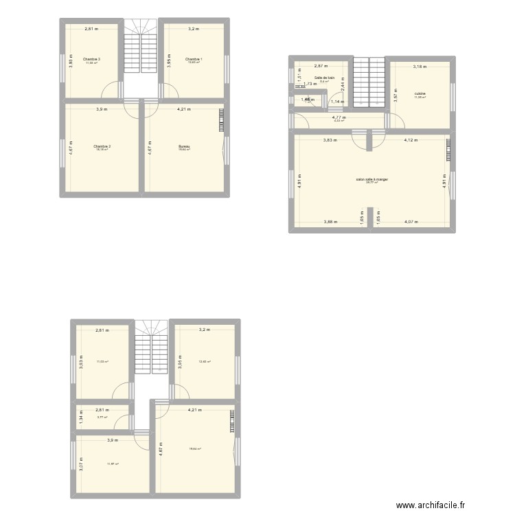 plan étage maison. Plan de 14 pièces et 182 m2