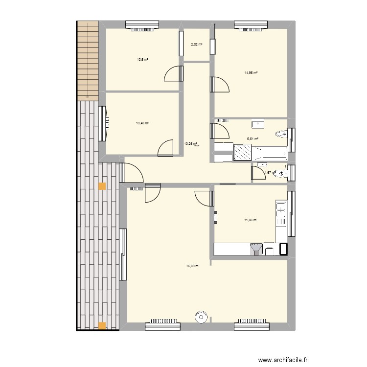 Plan d'ensemble_Non côté & Surfaces. Plan de 9 pièces et 108 m2