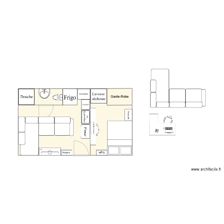 Appartement Donnacona. Plan de 4 pièces et 23 m2