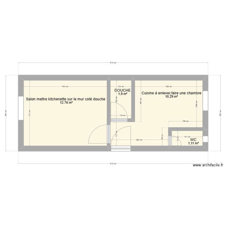 159 chevaleret. Plan de 4 pièces et 26 m2