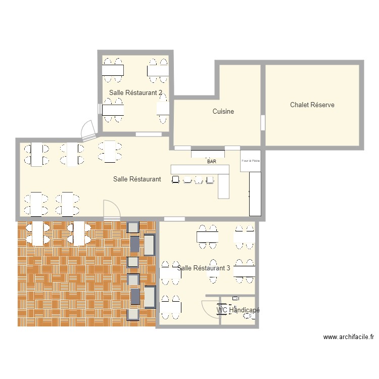 Pizzéria du Boisvinet + Térrasse. Plan de 6 pièces et 149 m2