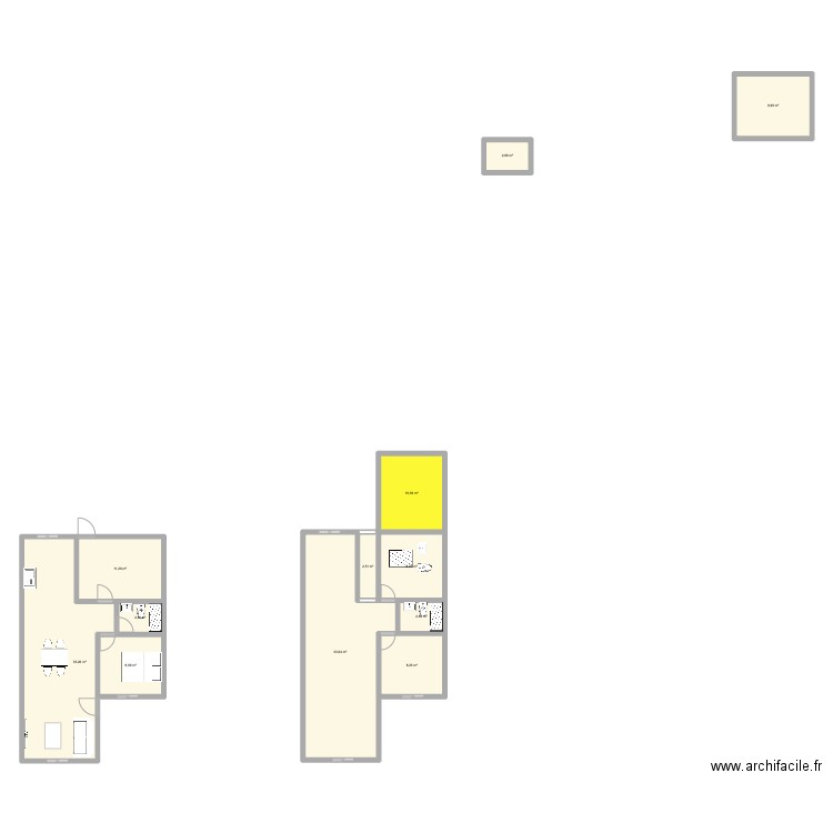 plain pied comun. Plan de 12 pièces et 135 m2