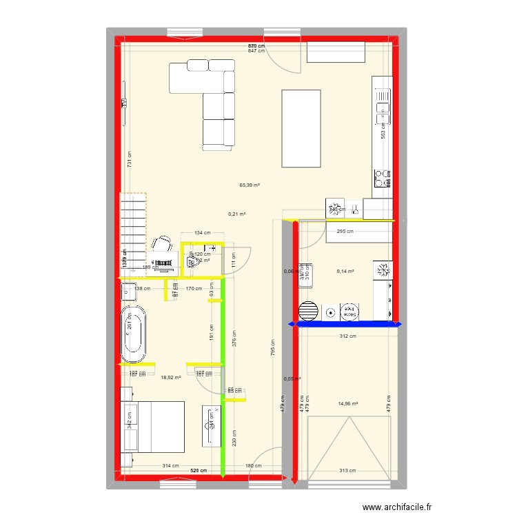 maison bas. Plan de 8 pièces et 110 m2