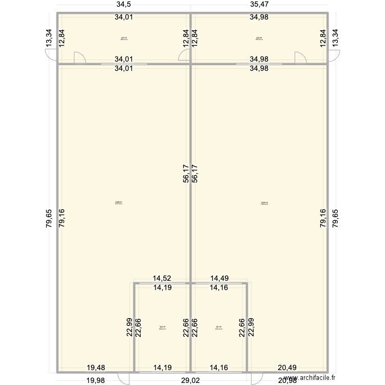 Large PR. Plan de 6 pièces et 587 m2