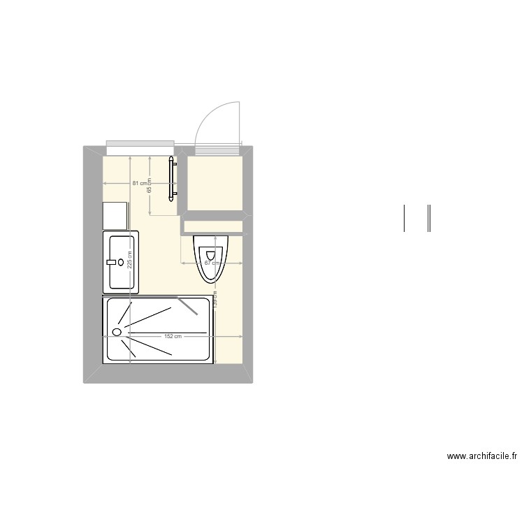 App Jackie 2 sdb. Plan de 3 pièces et 3 m2