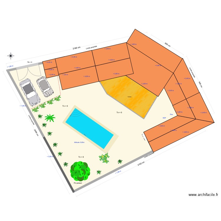 Bois plage travaux cheminée. Plan de 20 pièces et 402 m2