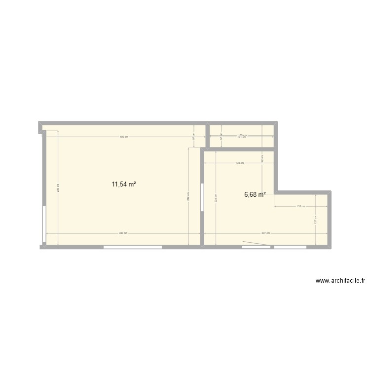 cuisine Vallauris v2. Plan de 2 pièces et 18 m2