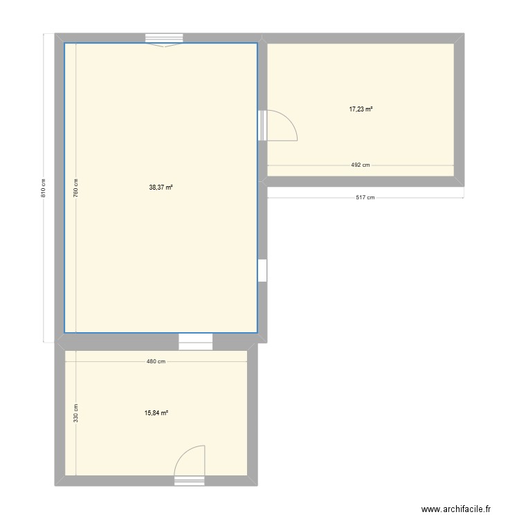 étage. Plan de 3 pièces et 71 m2