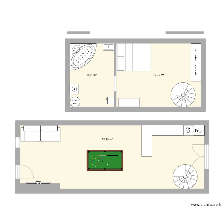 PlanAirBnB. Plan de 3 pièces et 66 m2