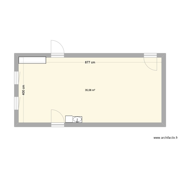 Kine-Fit. Plan de 1 pièce et 35 m2