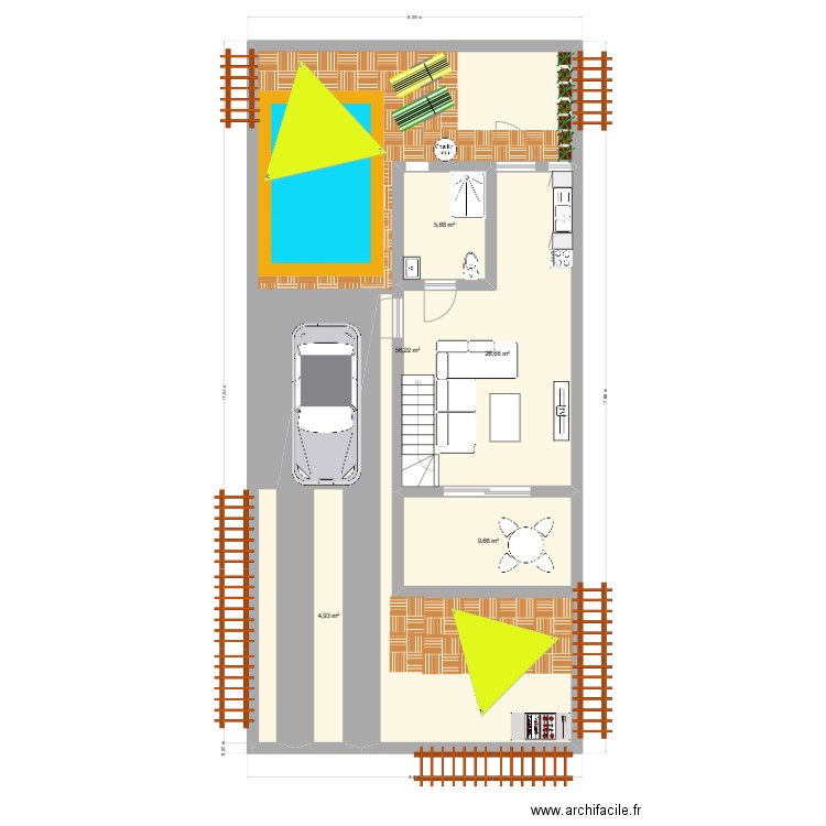 Plan maison St Pierre. Plan de 5 pièces et 103 m2