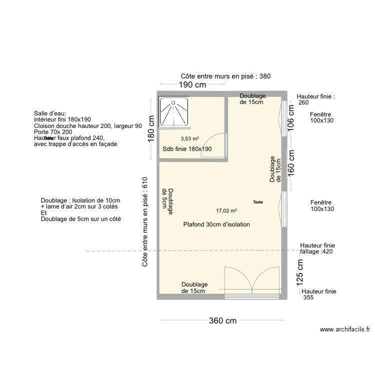 studio elec. Plan de 2 pièces et 21 m2