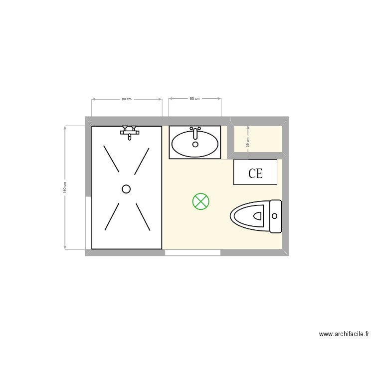 de seze. Plan de 2 pièces et 3 m2