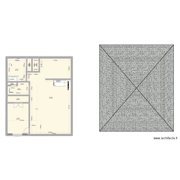 gossage. Plan de 14 pièces et 222 m2