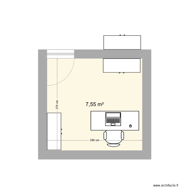 BUREAU PUSTERLA. Plan de 1 pièce et 8 m2