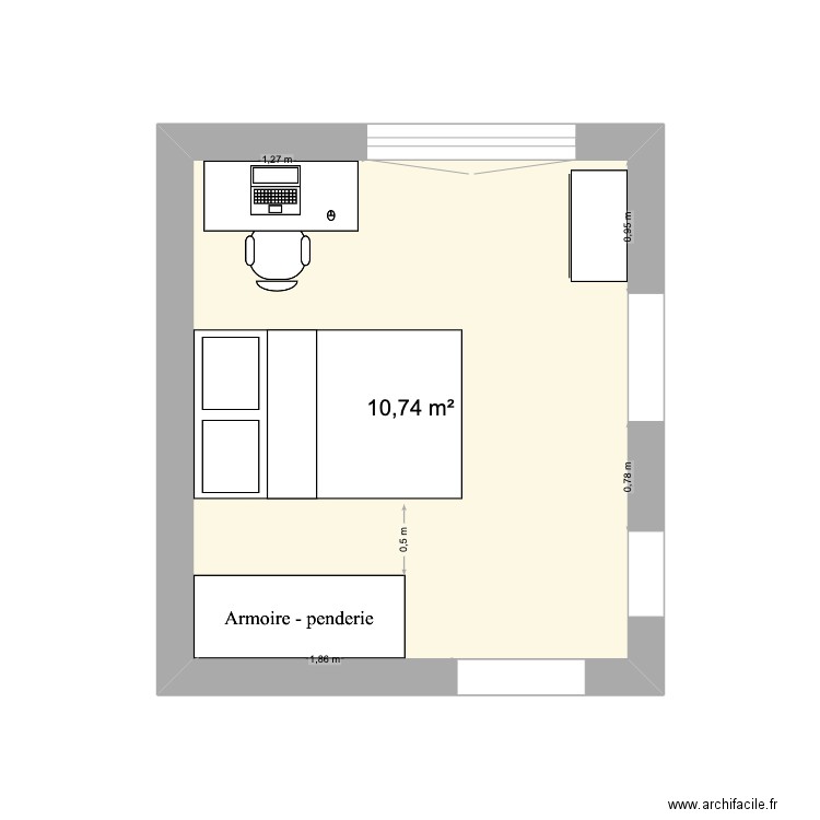 Chambre Luisa. Plan de 1 pièce et 11 m2