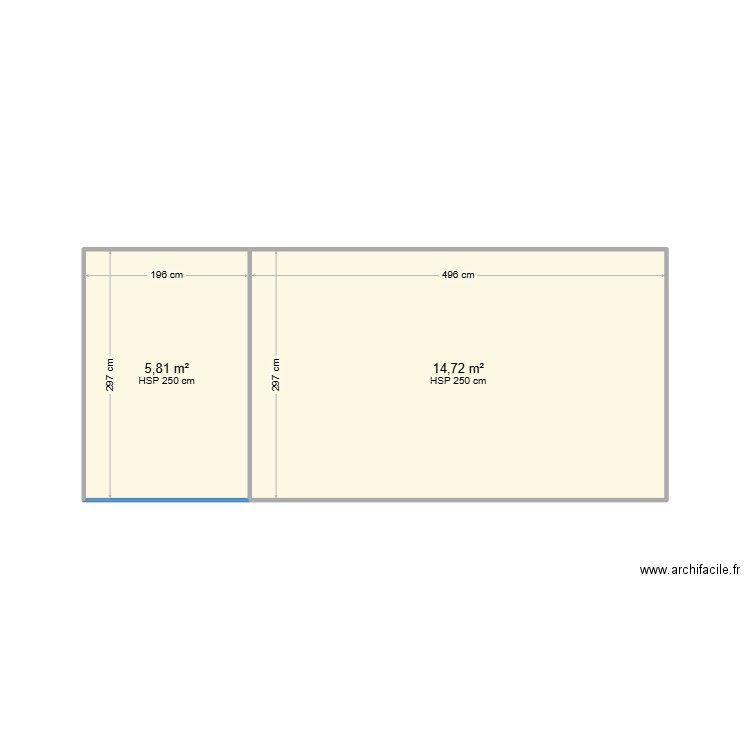 BRUN. Plan de 2 pièces et 21 m2