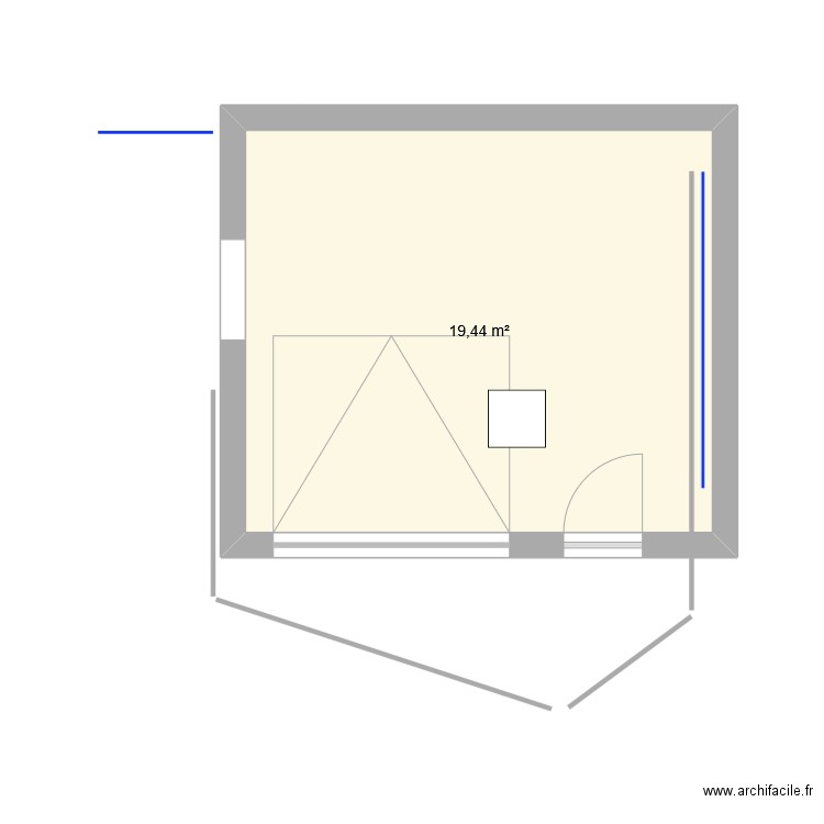 garage février 2025. Plan de 1 pièce et 19 m2