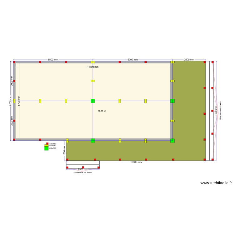 Быково сваи. Plan de 2 pièces et 94 m2