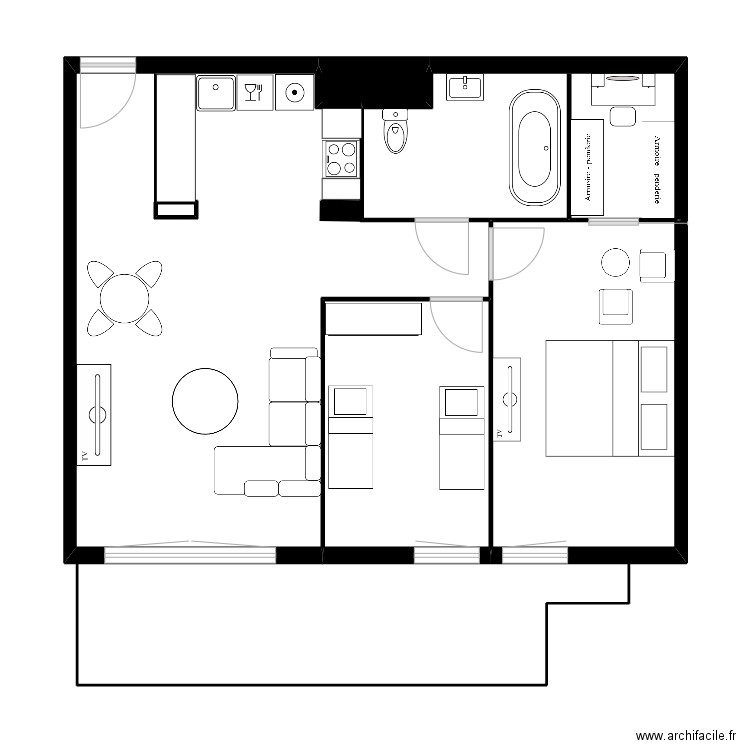 Plan Asnière. Plan de 6 pièces et 66 m2