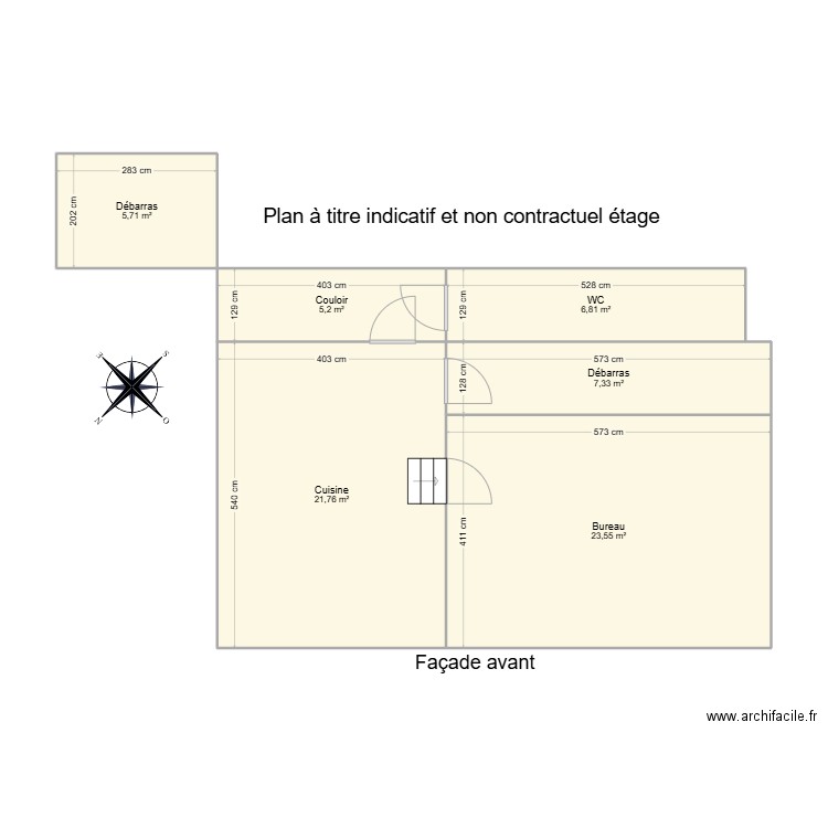 beauwelz étage. Plan de 6 pièces et 70 m2