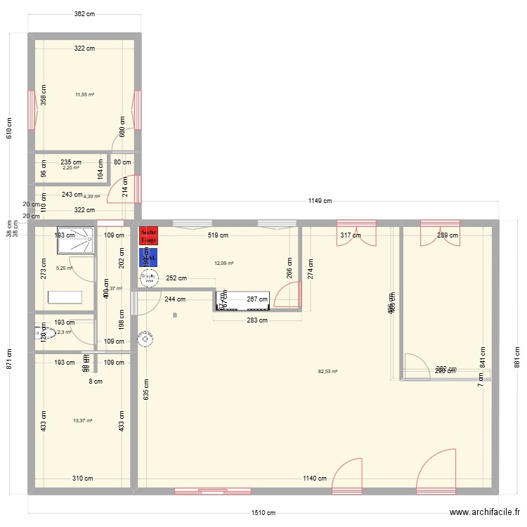 Tarasteix. Plan de 9 pièces et 138 m2