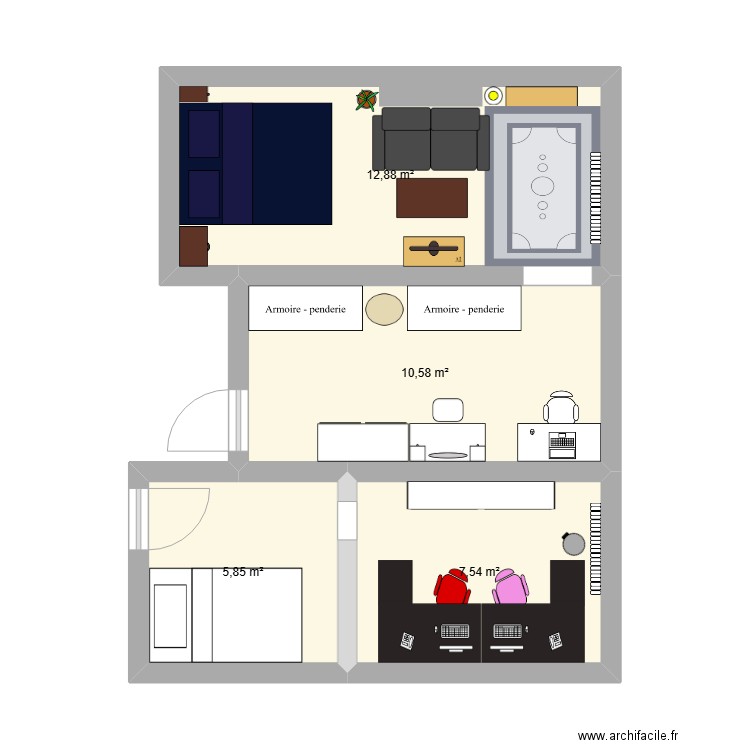 Chou V2. Plan de 4 pièces et 37 m2