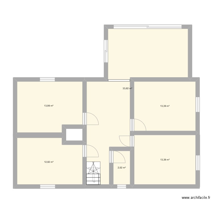 DDN - Etage. Plan de 6 pièces et 90 m2