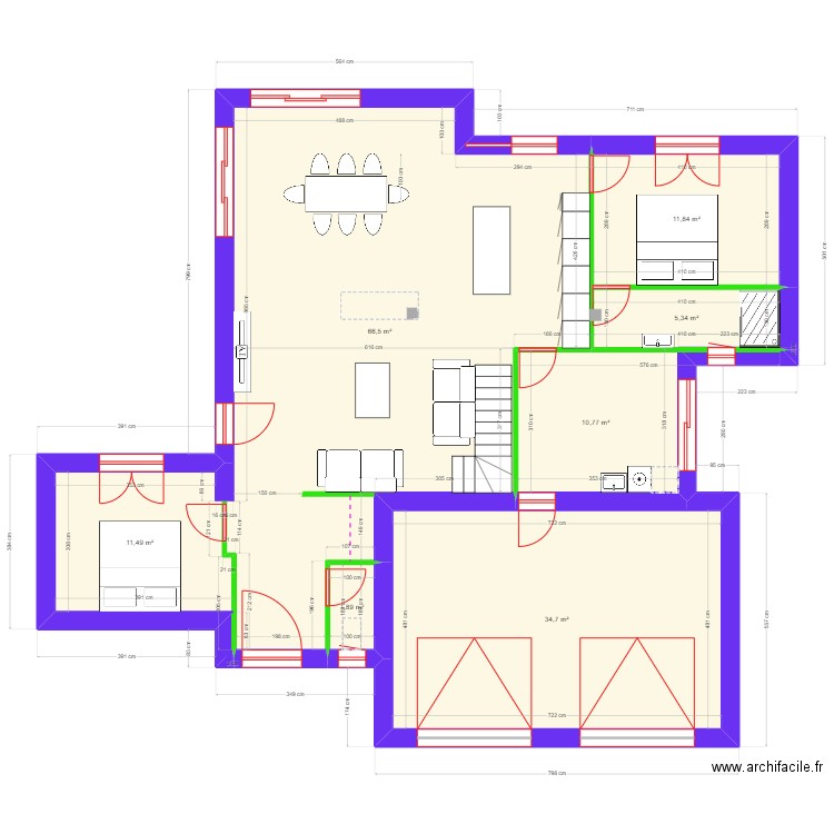 maison 6. Plan de 7 pièces et 143 m2