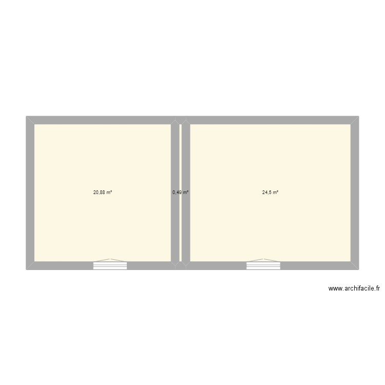 FONTENOTTE. Plan de 3 pièces et 46 m2