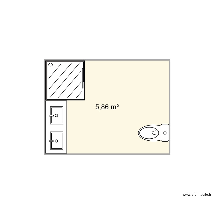 Salle de bain. Plan de 1 pièce et 6 m2