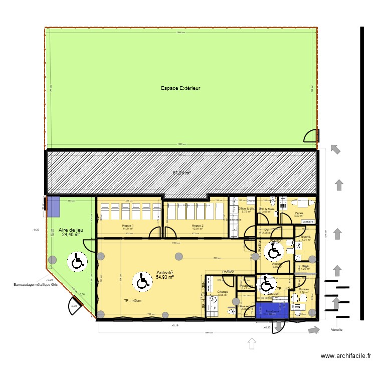 Fontenay Projet jordan dernière version. Plan de 18 pièces et 392 m2