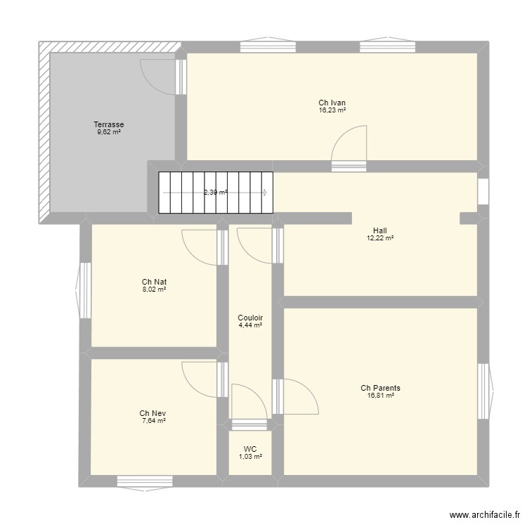  srb 1 etage. Plan de 9 pièces et 78 m2