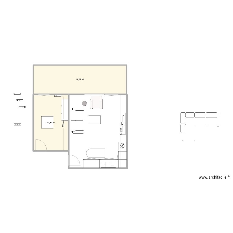 F3 PROV. Plan de 2 pièces et 25 m2