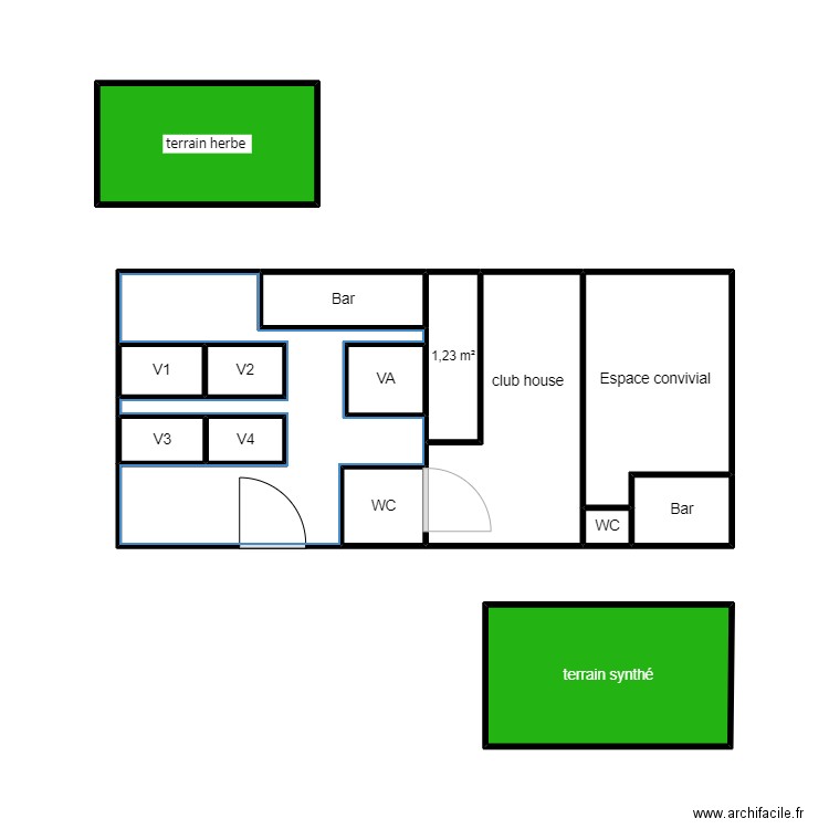 plan de masse FC Bouaye. Plan de 15 pièces et 31 m2