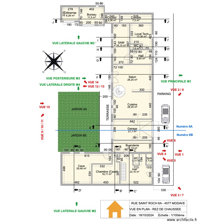 V.RADOUX - VUE EN PLAN - REZ - V2.21. Plan de 17 pièces et 232 m2