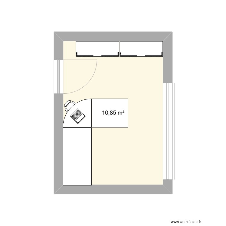 bureau caro. Plan de 1 pièce et 11 m2