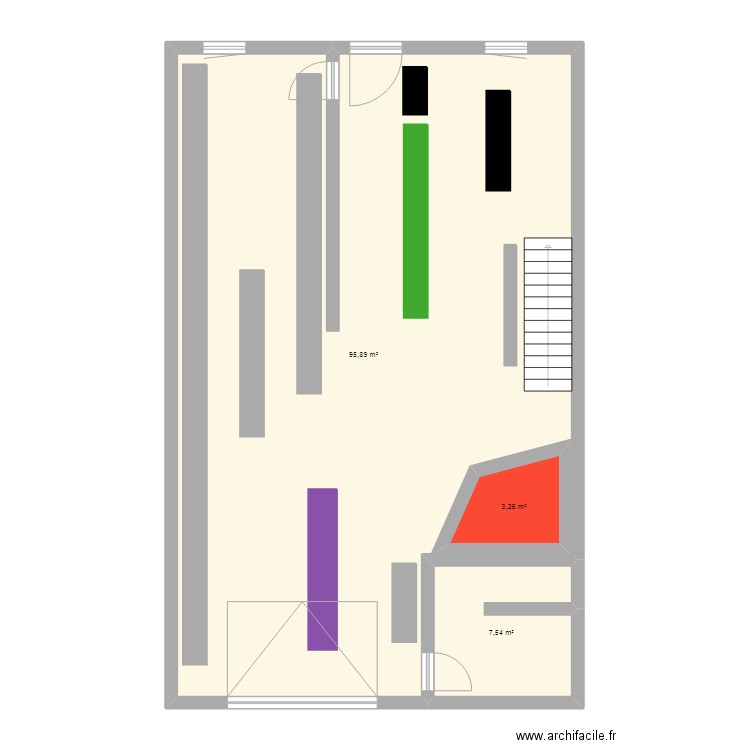 sc local. Plan de 3 pièces et 112 m2