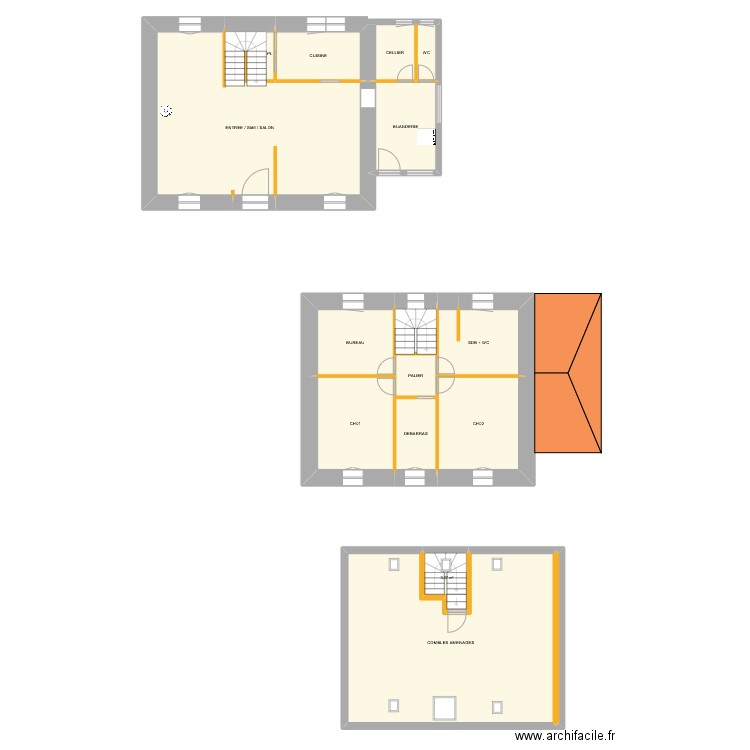 BODENNEC. Plan de 16 pièces et 183 m2