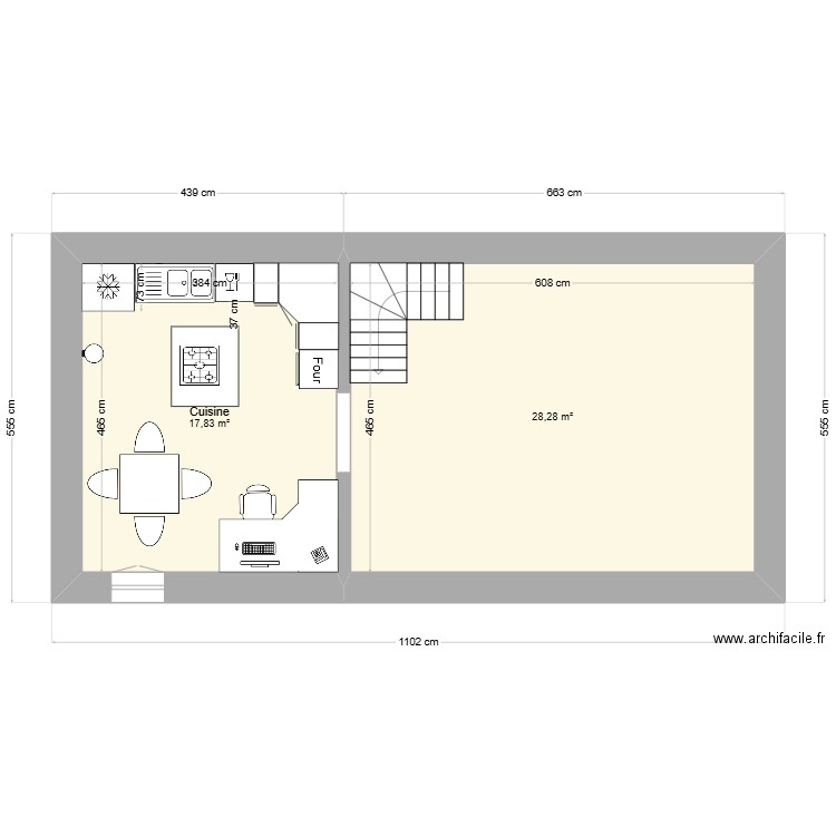 GRECE - CUISINE NEW. Plan de 2 pièces et 46 m2