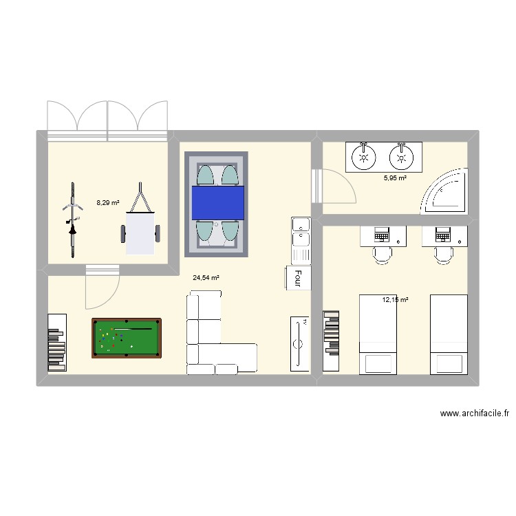 petite méson poure deux. Plan de 4 pièces et 51 m2