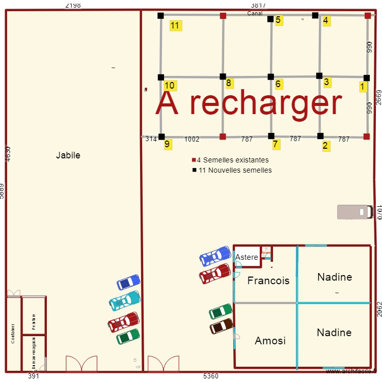 Partition Quartier industriel4. Plan de 17 pièces et 2300 m2