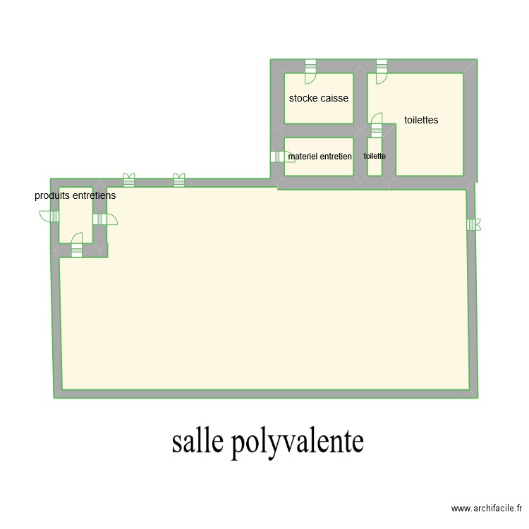 polyvalente. Plan de 6 pièces et 32 m2