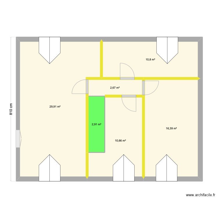 top floor 2. Plan de 6 pièces et 73 m2