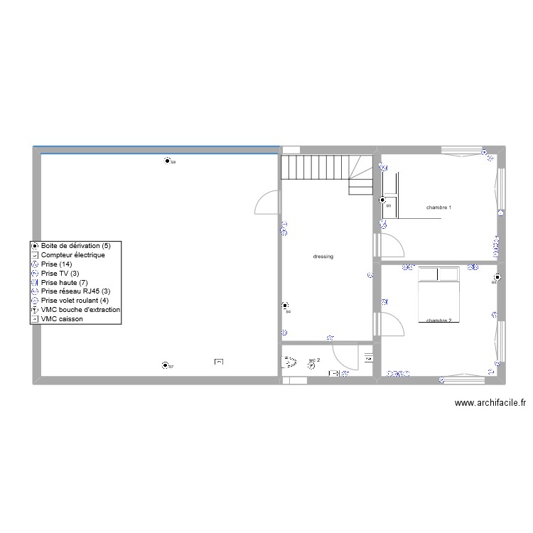 antoine téo 1er etage pc. Plan de 5 pièces et 113 m2