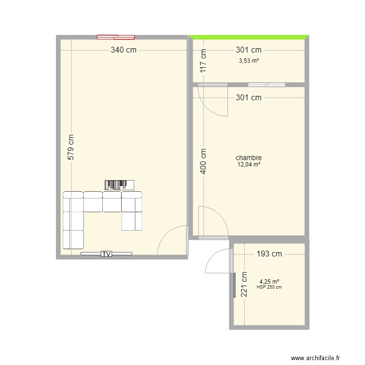 blan origenal . Plan de 4 pièces et 40 m2