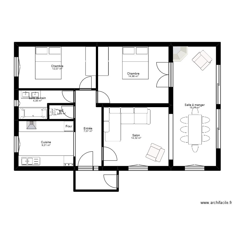 cezeroux. Plan de 9 pièces et 38 m2